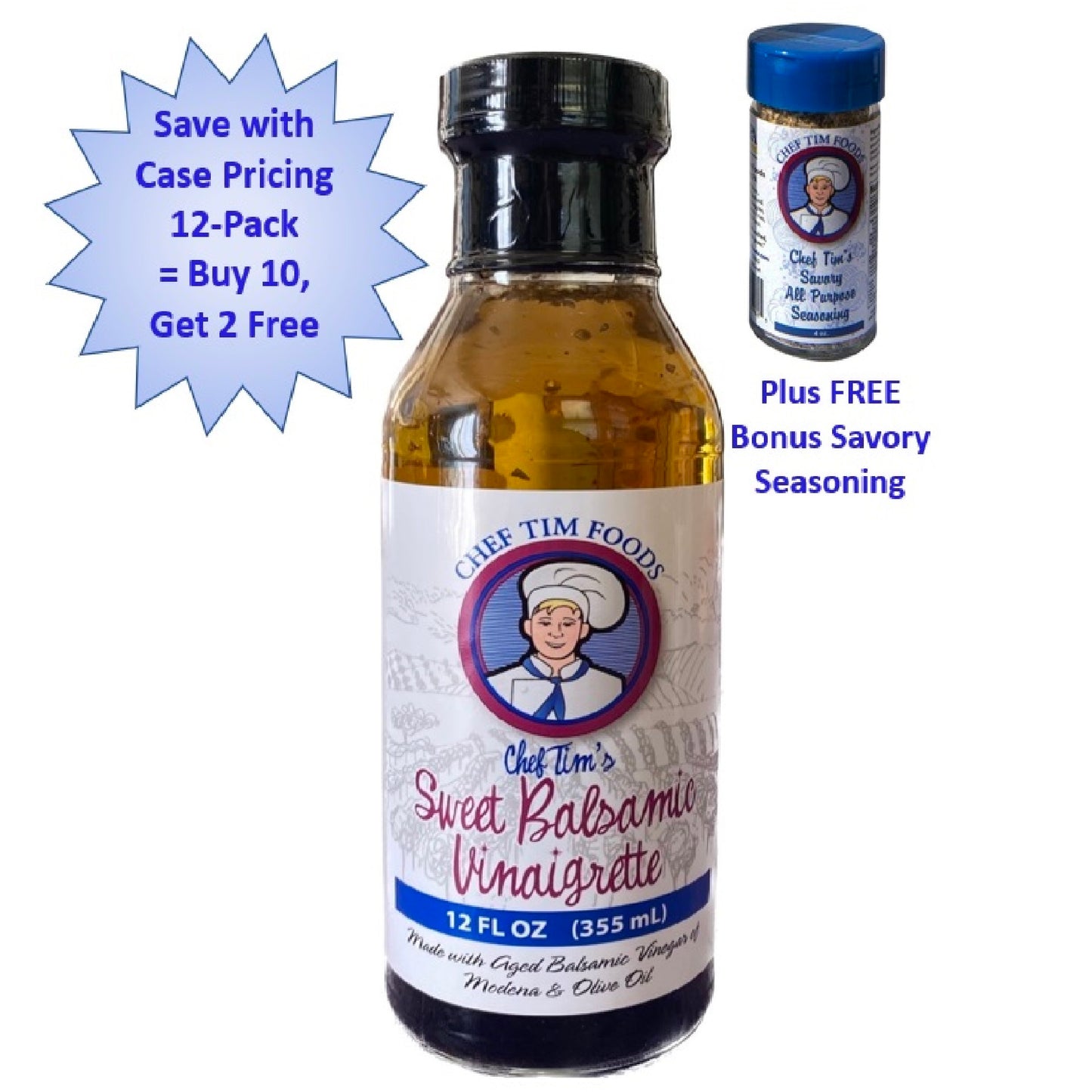 Vinaigrette by the Case - 12 Small (12 oz) Sweet Balsamic Vinaigrette