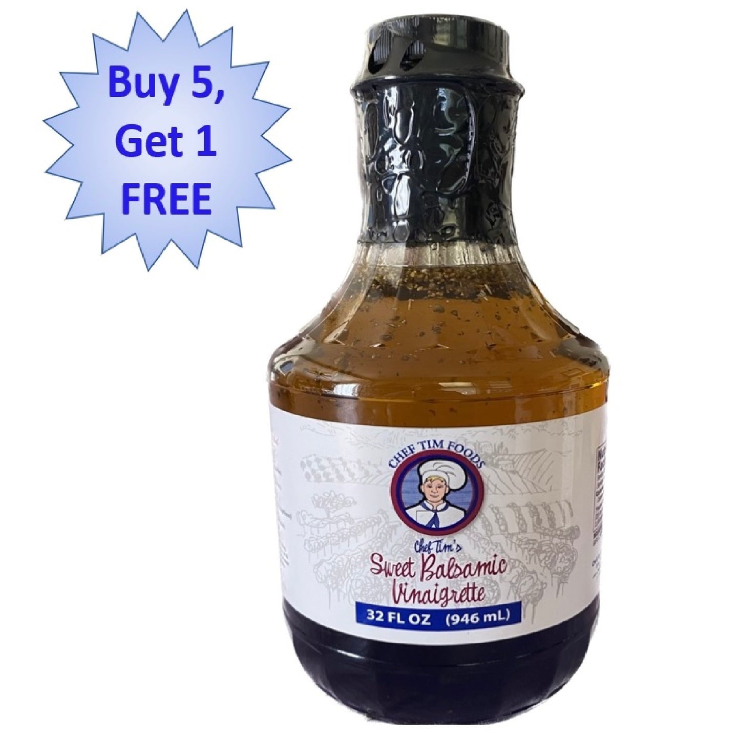 6-Pack Special - 32 oz Large Chef Tim's Sweet Balsamic Vinaigrette