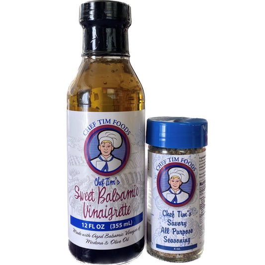 Chef Tim's Sweet Balsamic Vinaigrette 12oz & Savory All Purpose Combo